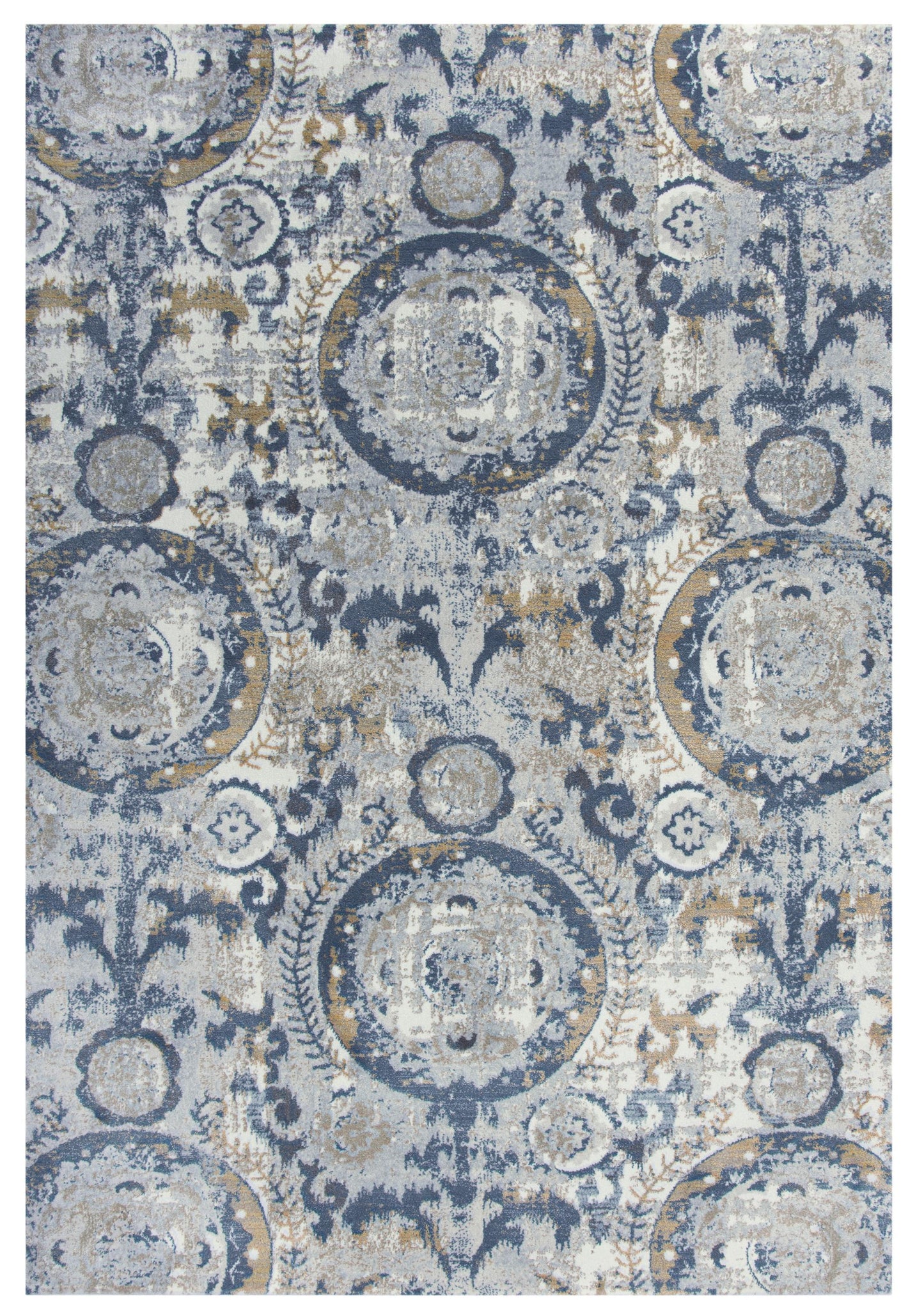 Bristol BRS107 Beige/Blue Machine-Made Rug - Rizzy
