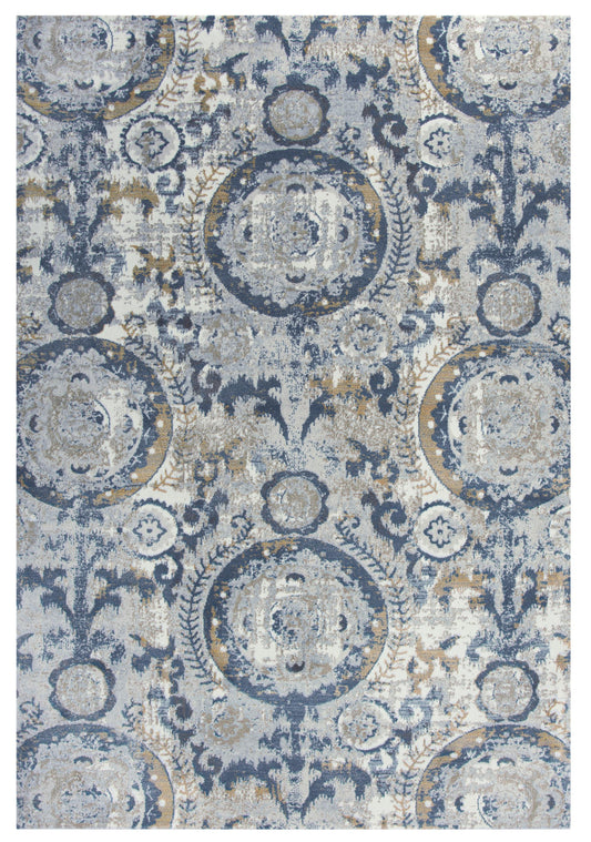 Bristol BRS107 Beige/Blue Machine-Made Rug - Rizzy