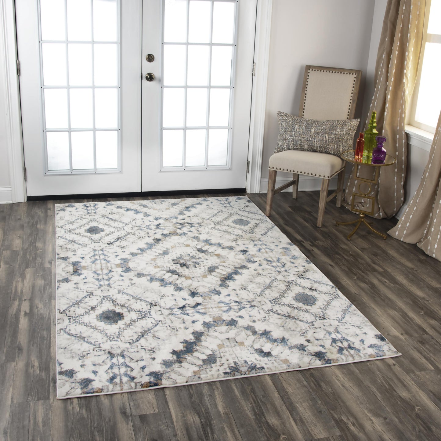 Bristol BRS108 Beige/Blue Machine-Made Rug - Rizzy