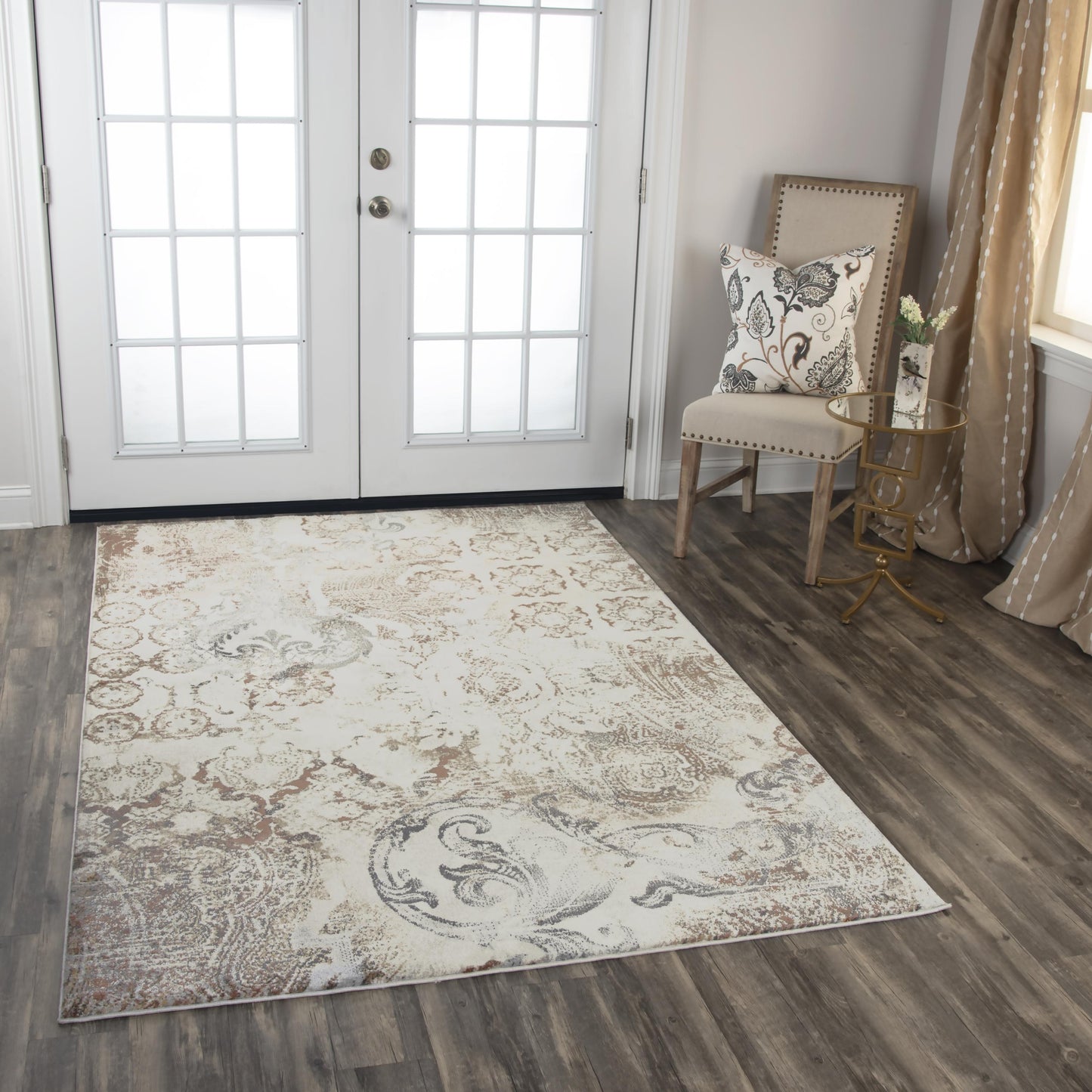 Bristol BRS112 Beige/Copper Machine-Made Rug - Rizzy
