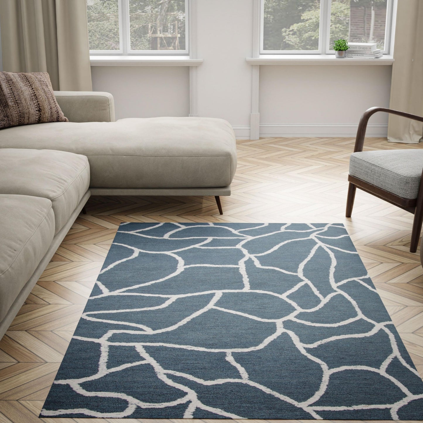 Bixby BX06BL Blue Hand Tufted Rug - Rizzy