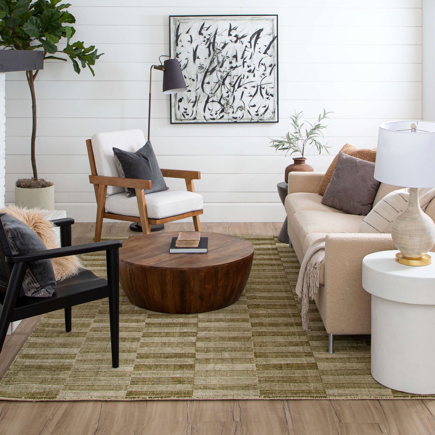 Broken Stripe Moss Area Rug - Karastan