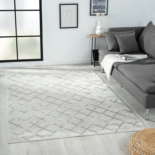 Calgary-82275 Contemporary Power-Loomed Cream/Gray Jute Indoor Area Rug - LR Home