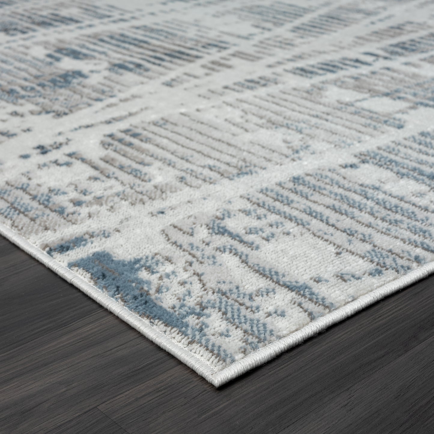Calgary-82277 Contemporary Power-Loomed Blue/Cream Jute Indoor Area Rug - LR Home