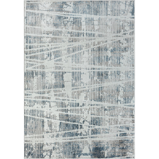 Calgary Blue/Cream Abstract Modern/Contemporary Area Rug - Silo view