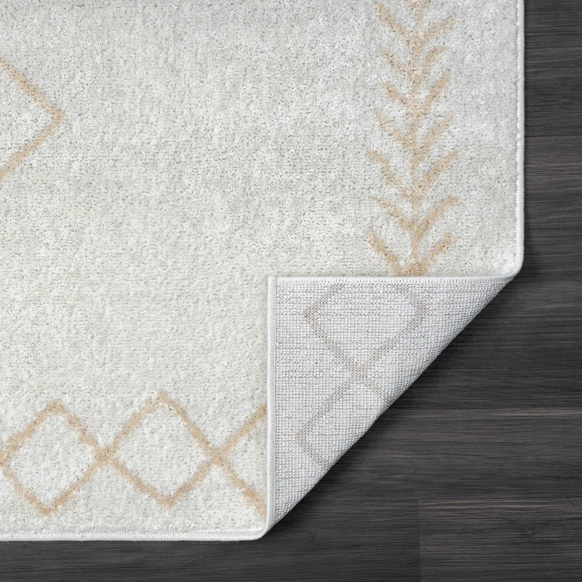 Evette Rios Calgary Transitional Diamond Indoor Area Rug, Cream - back view