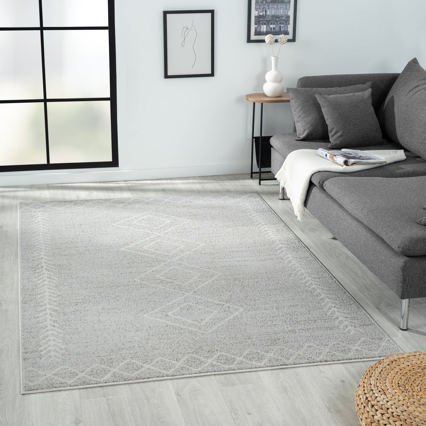 Calgary-82279 Transitional Power-Loomed Gray Jute Indoor Area Rug - LR Home