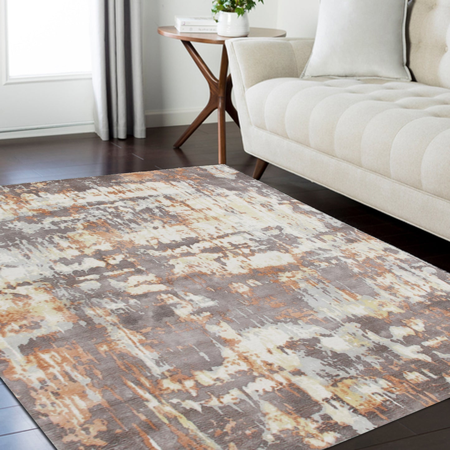 Calypso-81694 Contemporary Hand-Woven Brown/Gray Latex Indoor Area Rug - LR Home