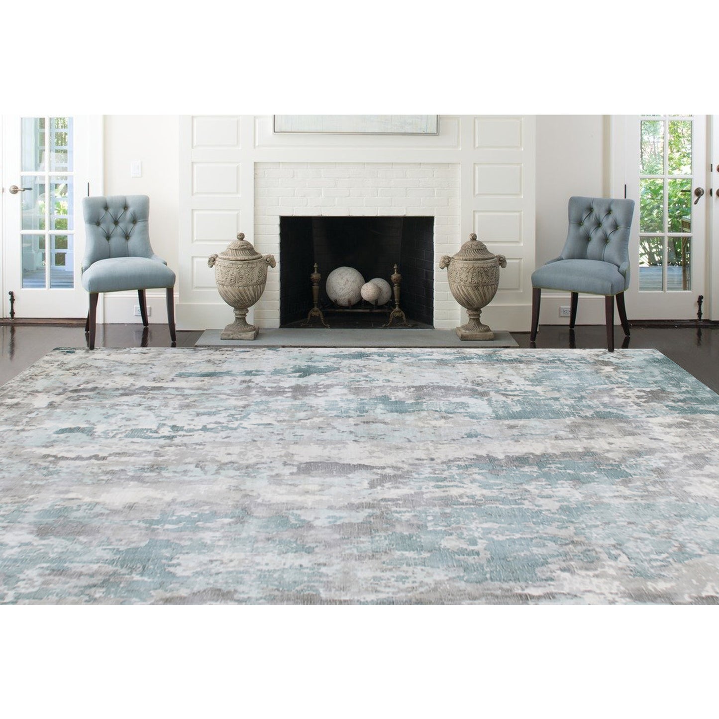 Calypso-81695 Contemporary Hand-Woven Blue/Gray Latex Indoor Area Rug - LR Home