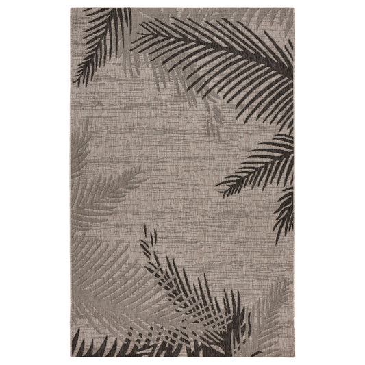 Ox Bay Black/Taupe Coastal Palm Leaf Indoor/Outdoor Area Rug - Silo view