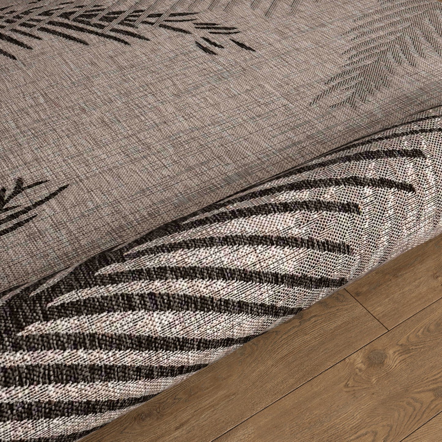 Captiva-81016 Tropical Power-Loomed Black Polypropylene Indoor/Outdoor Area Rug - LR Home