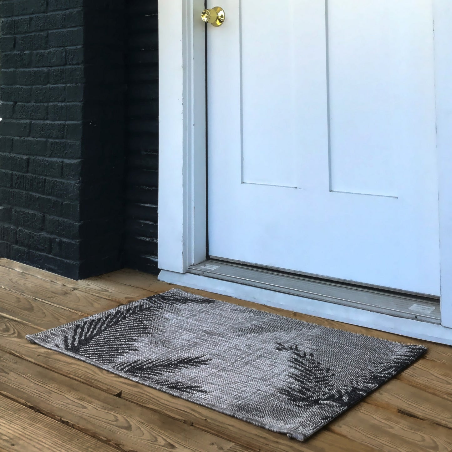 CAPTI-81016 Tropical Machine Made Black Polypropylene Indoor/Outdoor Area Rugs - LR Home