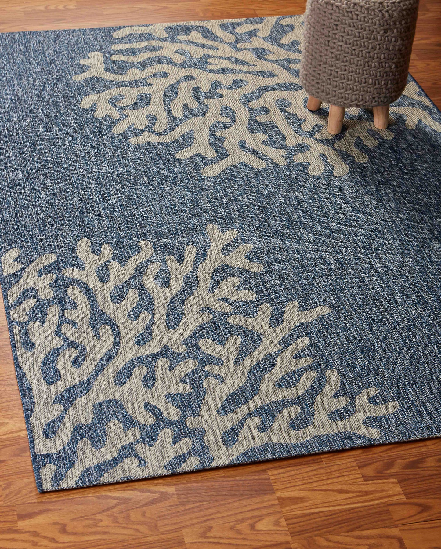 Captiva-81017 Nautical Power-Loomed Navy Blue/Gray Polypropylene Indoor/Outdoor Area Rug - LR Home