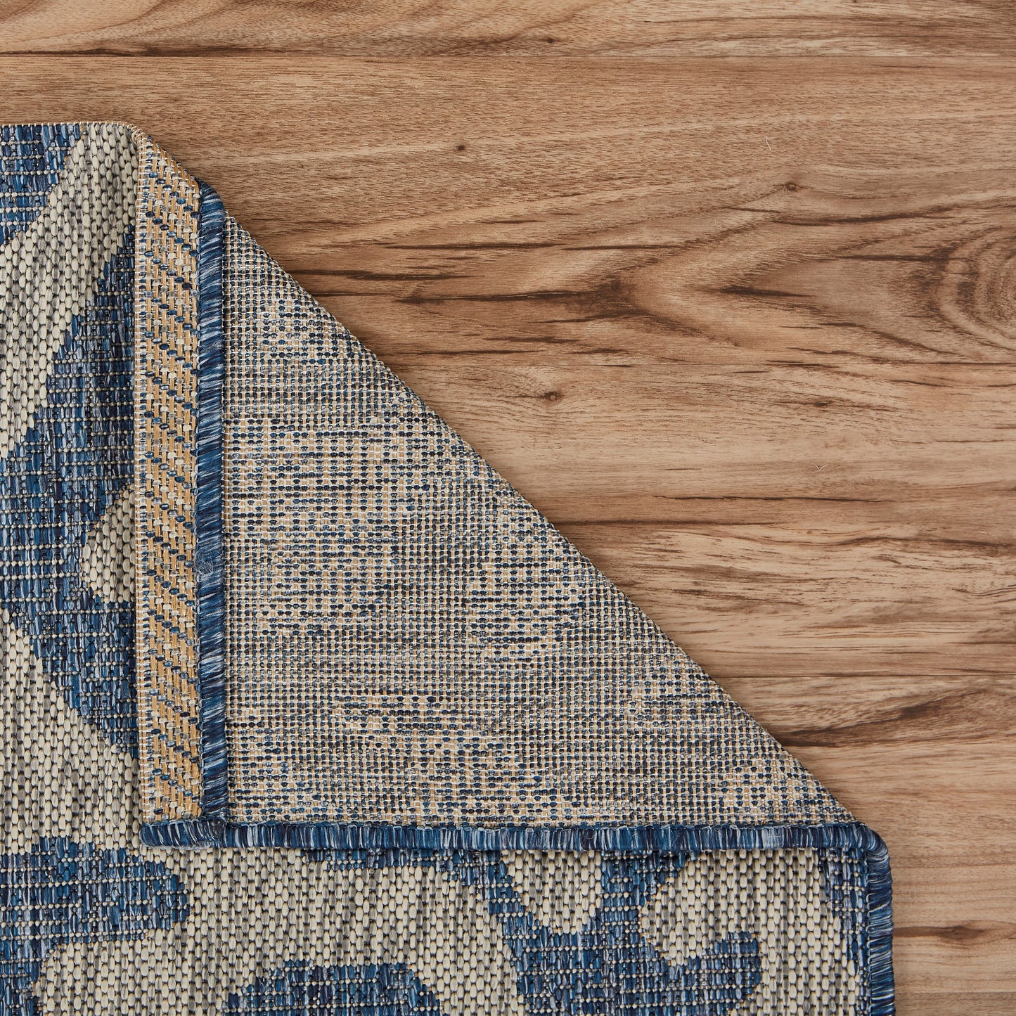 CAPTI-81017 Nautical/Coastal Machine Made Navy Polypropylene Indoor/Outdoor Area Rugs - LR Home
