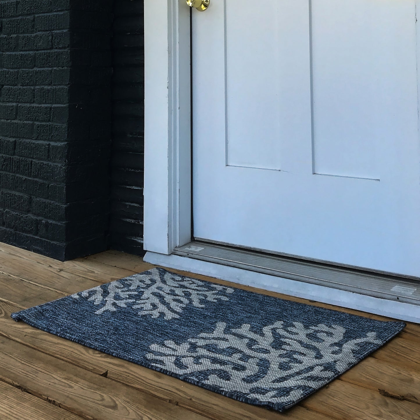CAPTI-81017 Nautical/Coastal Machine Made Navy Polypropylene Indoor/Outdoor Area Rugs - LR Home
