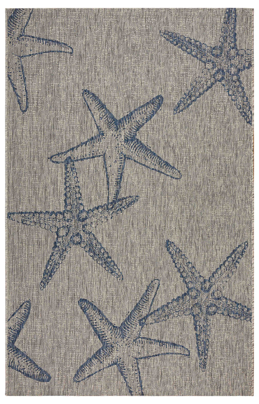 Ox Bay Navy/Gray Coastal Starfish Indoor/Outdoor Area Rug - Silo view