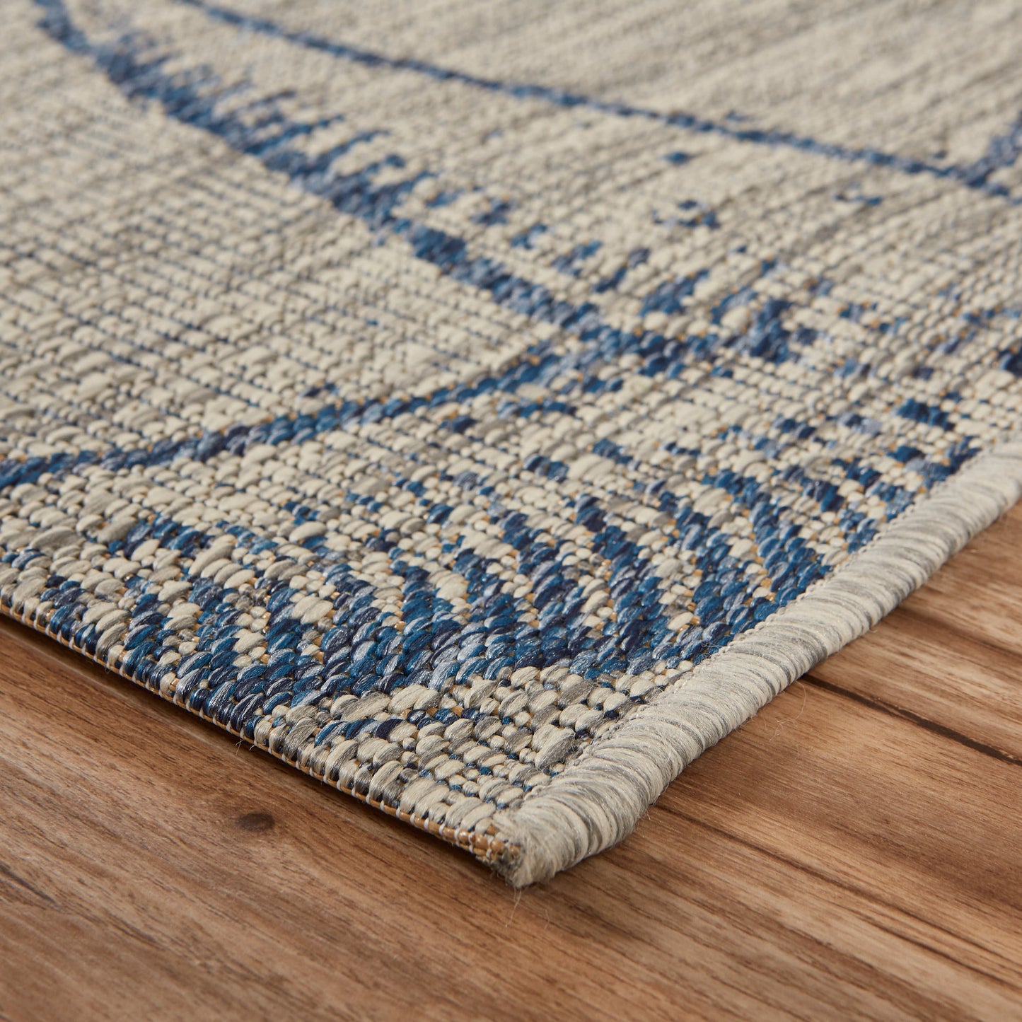 Captiva-81019 Nautical Power-Loomed Blue/Gray Polypropylene Indoor/Outdoor Area Rug - LR Home