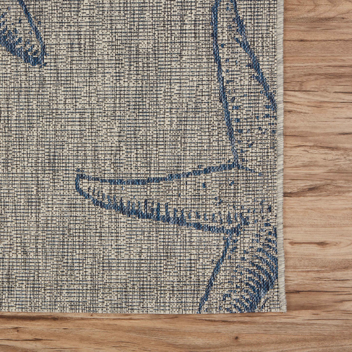 Captiva-81019 Nautical Power-Loomed Blue/Gray Polypropylene Indoor/Outdoor Area Rug - LR Home