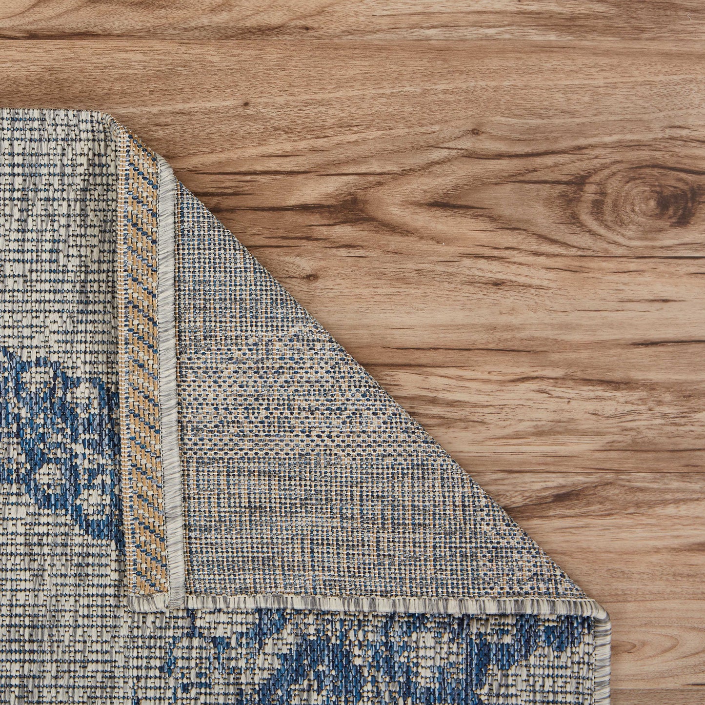CAPTI-81019 Nautical/Coastal Machine Made Blue Polypropylene Indoor/Outdoor Area Rugs - LR Home
