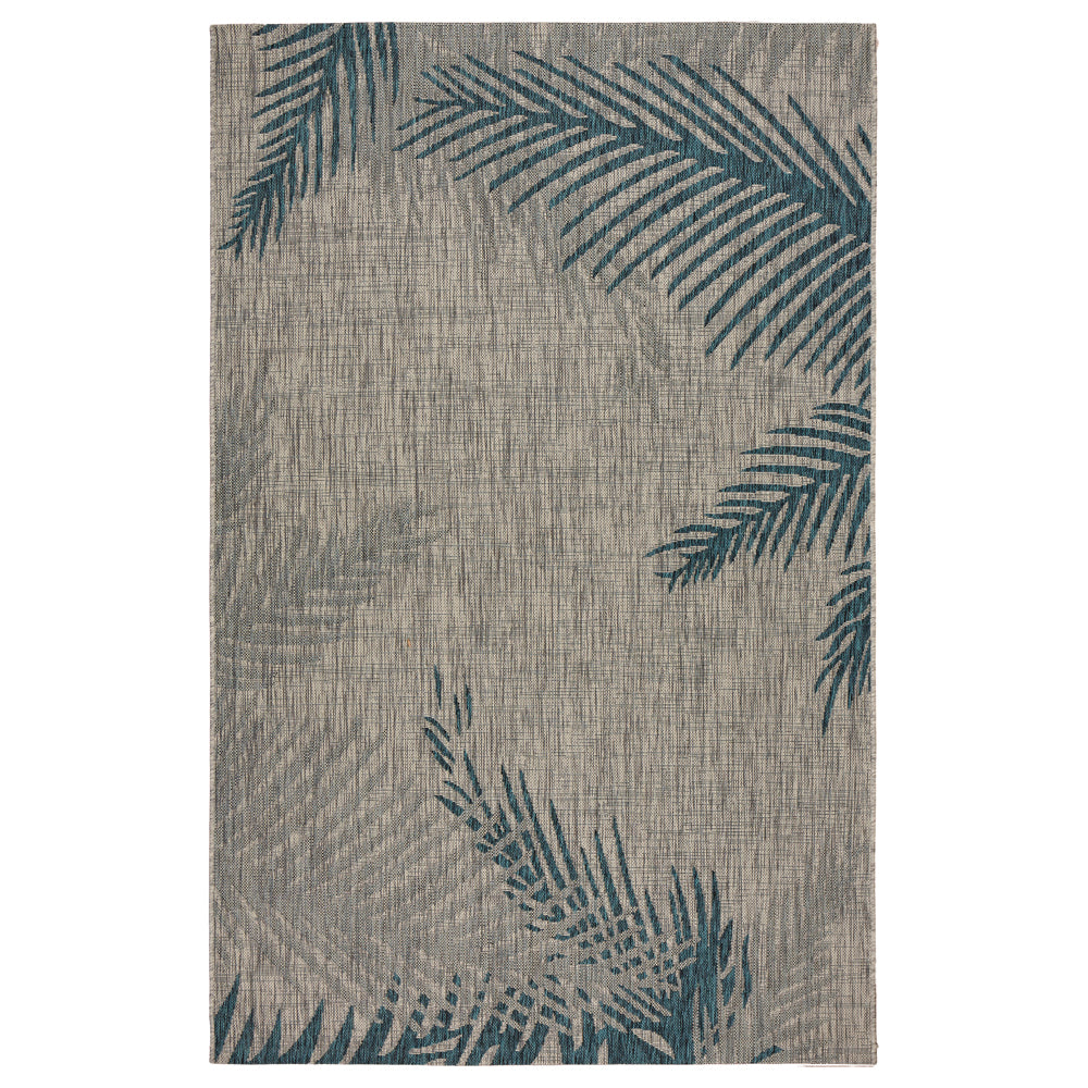 Captiva-81021 Tropical Power-Loomed Blue/Gray Polypropylene Indoor/Outdoor Area Rug - LR Home