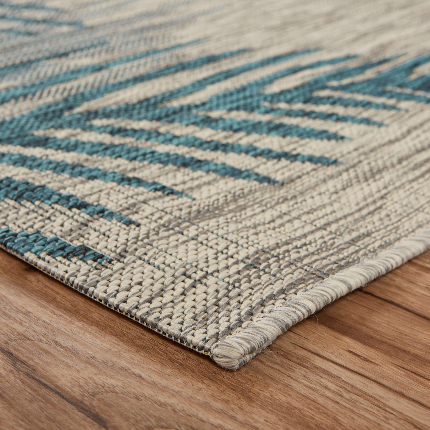 Captiva-81021 Tropical Power-Loomed Blue/Gray Polypropylene Indoor/Outdoor Area Rug - LR Home