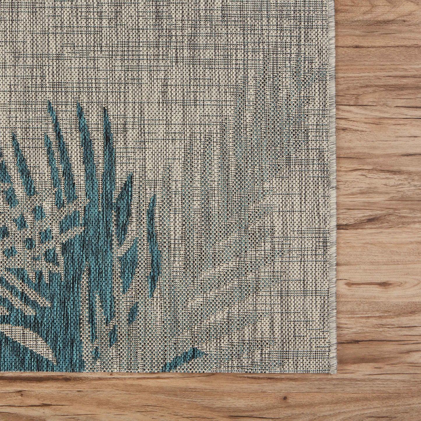 Captiva-81021 Tropical Power-Loomed Blue/Gray Polypropylene Indoor/Outdoor Area Rug - LR Home