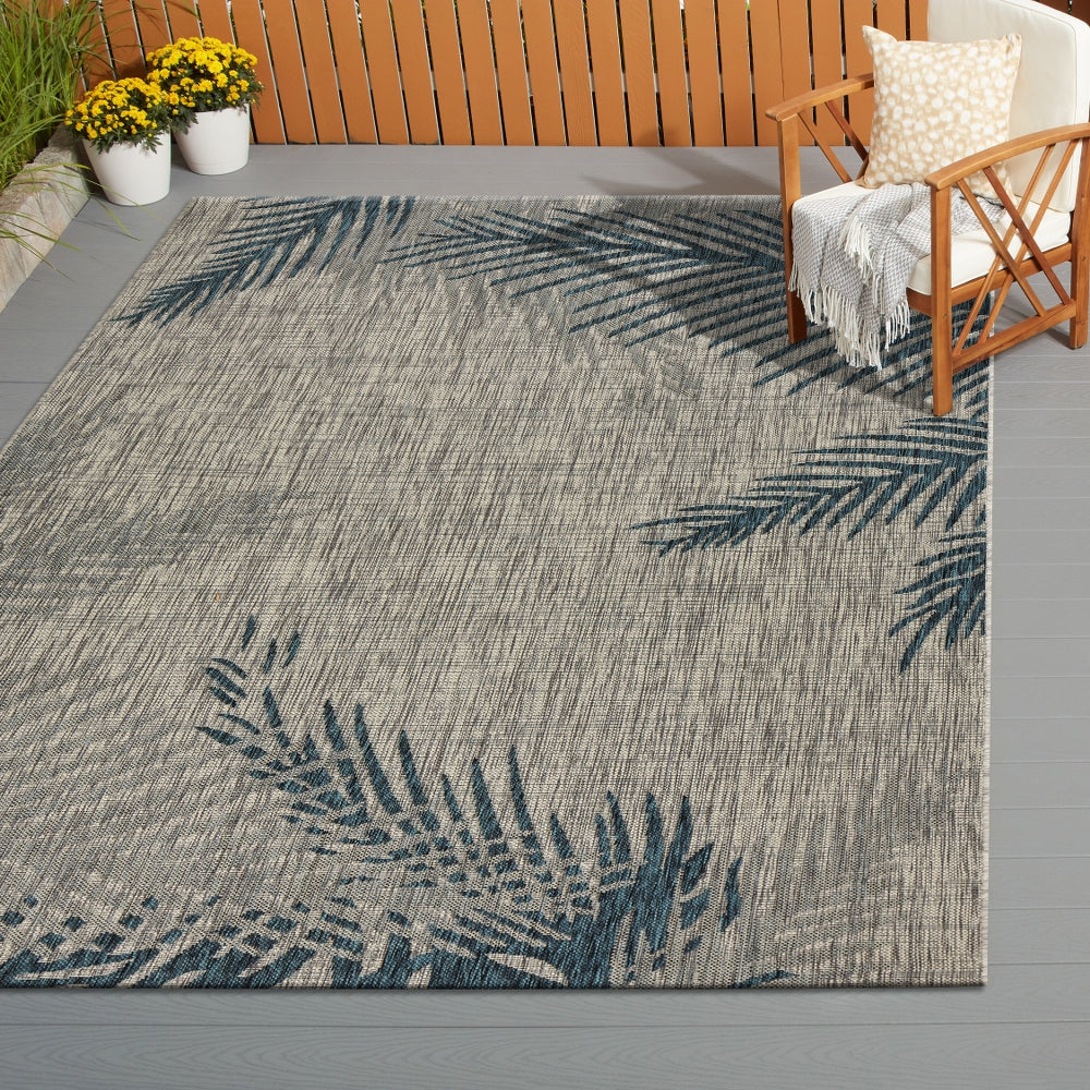 Captiva-81021 Tropical Power-Loomed Blue/Gray Polypropylene Indoor/Outdoor Area Rug - LR Home