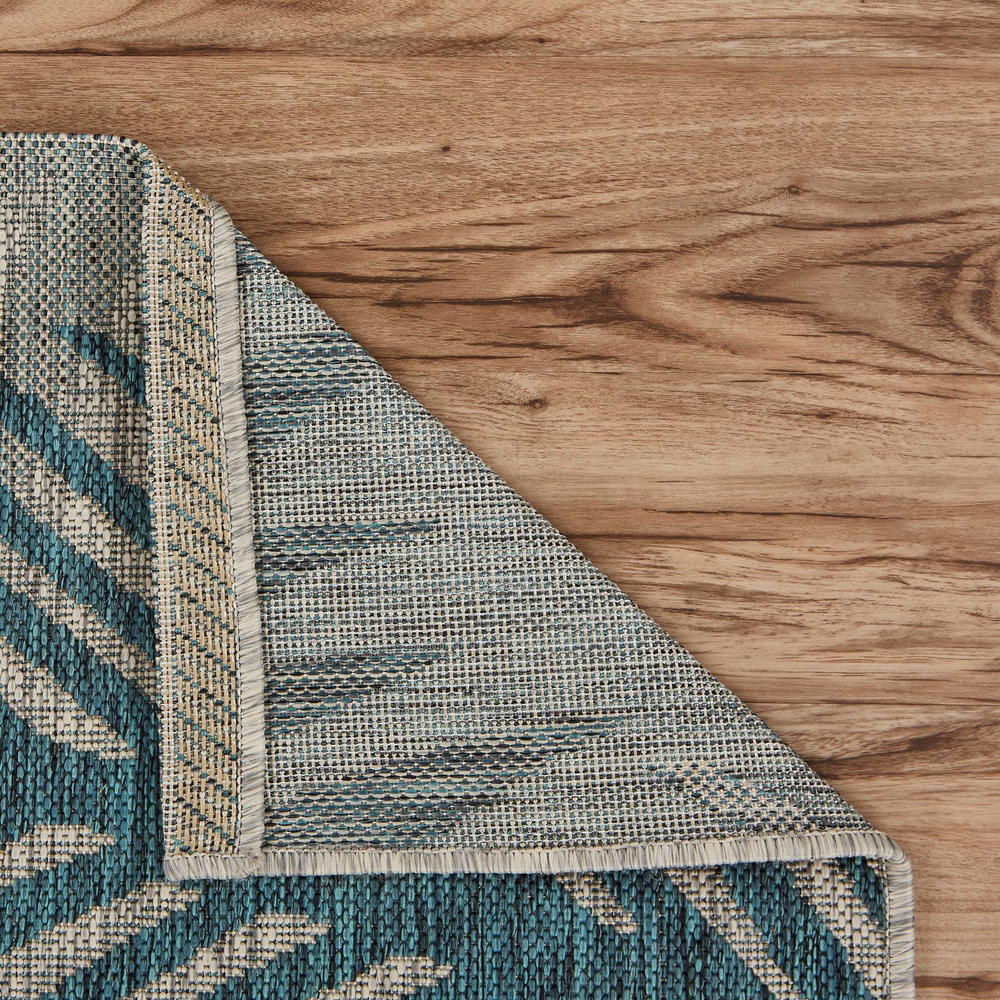 CAPTI-81016 Tropical Machine Made Blue Polypropylene Indoor/Outdoor Area Rugs - LR Home
