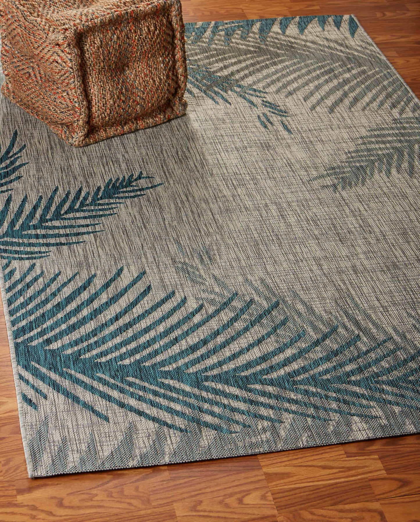 CAPTI-81016 Tropical Machine Made Blue Polypropylene Indoor/Outdoor Area Rugs - LR Home