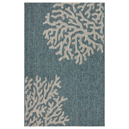 Ox Bay Teal/Gray Coastal Reef Indoor/Outdoor Area Rug - Silo view