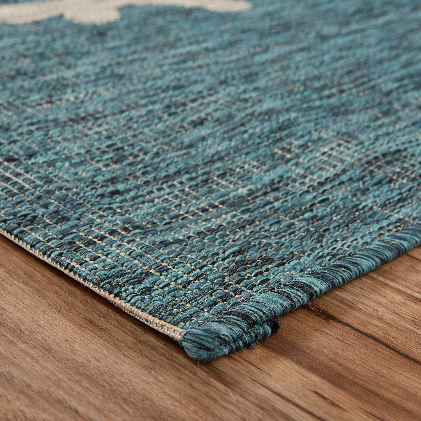 CAPTI-81017 Nautical/Coastal Machine Made Teal Polypropylene Indoor/Outdoor Area Rugs - LR Home