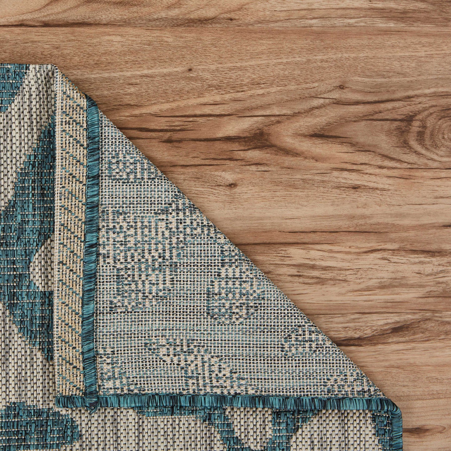 CAPTI-81017 Nautical/Coastal Machine Made Teal Polypropylene Indoor/Outdoor Area Rugs - LR Home