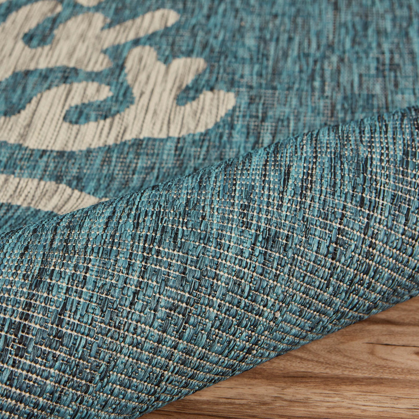 CAPTI-81017 Nautical/Coastal Machine Made Teal Polypropylene Indoor/Outdoor Area Rugs - LR Home