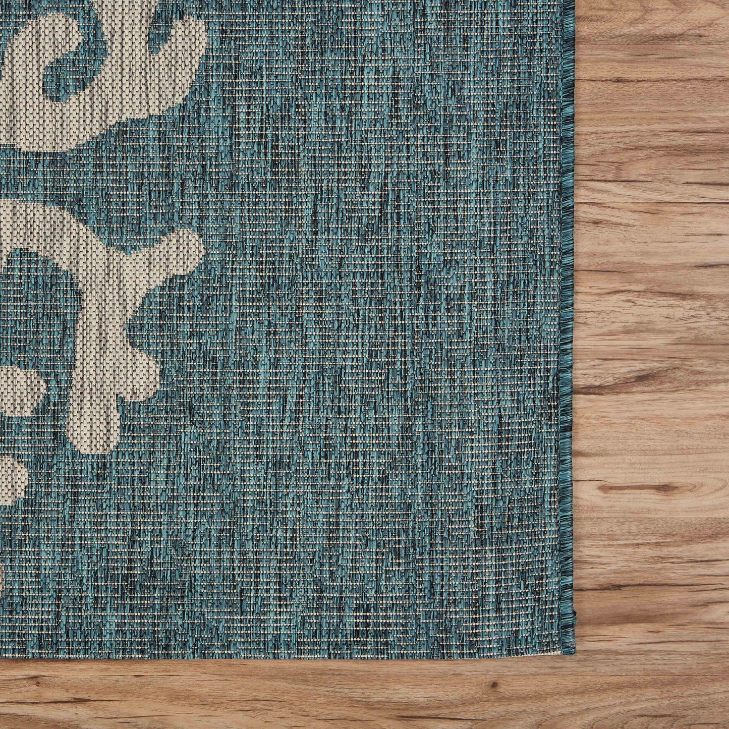 CAPTI-81017 Nautical/Coastal Machine Made Teal Polypropylene Indoor/Outdoor Area Rugs - LR Home