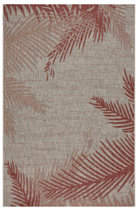 Ox Bay Red/Taupe Coastal Palm Leaf Indoor/Outdoor Area Rug - Silo view