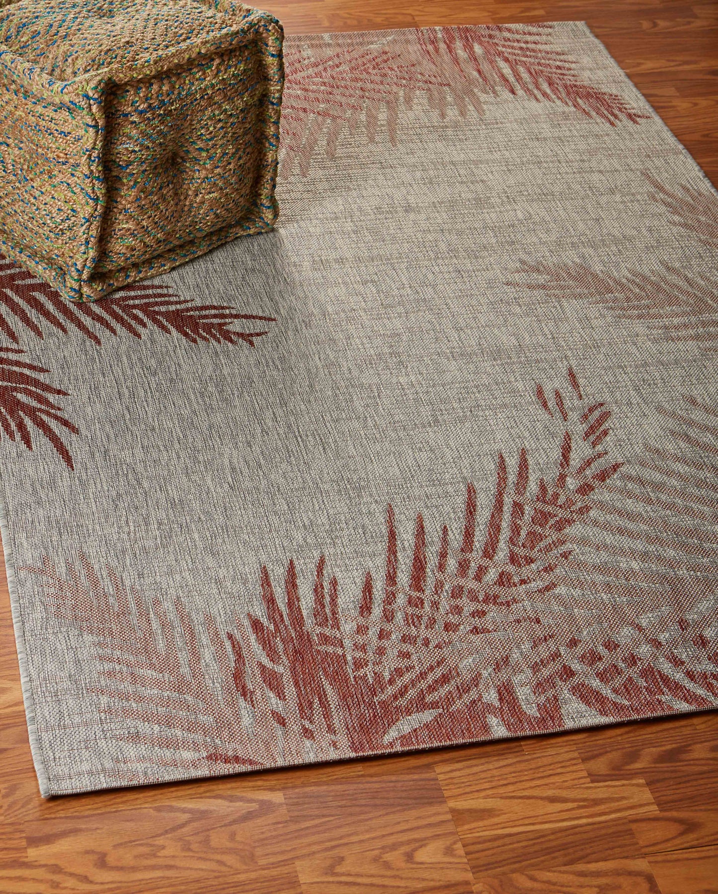 CAPTI-81016 Tropical Machine Made Red Polypropylene Indoor/Outdoor Area Rugs - LR Home