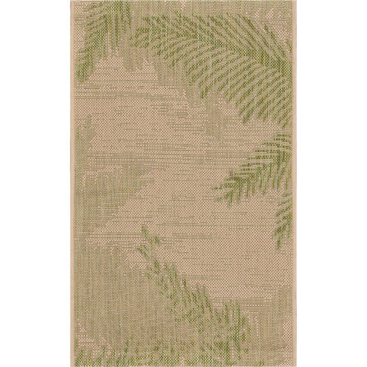 Ox Bay Green/Beige Coastal Palm Leaf Indoor/Outdoor Area Rug - Silo view