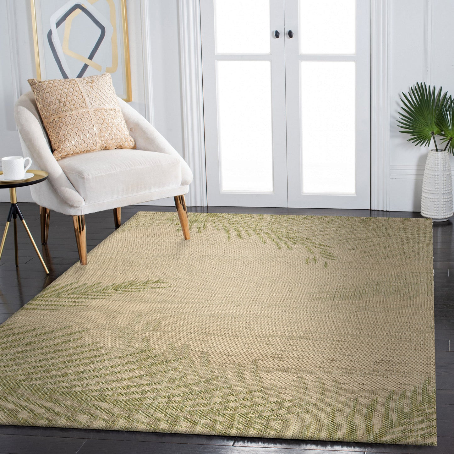 CAPTI-81016 Tropical Machine Made Green Polypropylene Indoor/Outdoor Area Rugs - LR Home