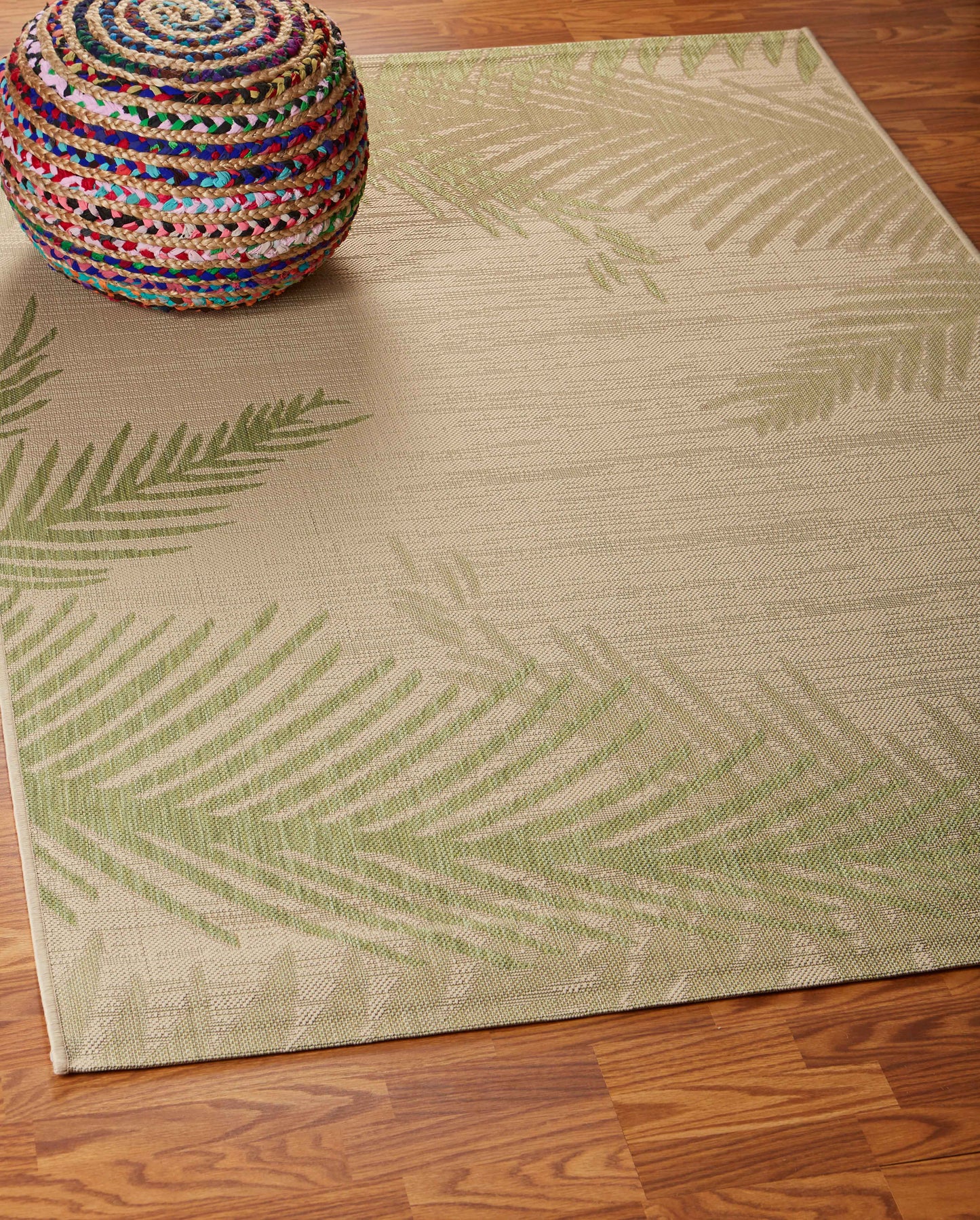 CAPTI-81016 Tropical Machine Made Green Polypropylene Indoor/Outdoor Area Rugs - LR Home