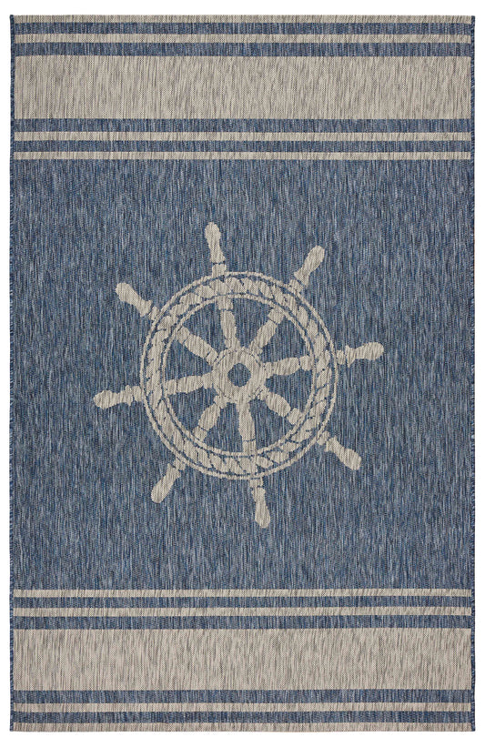 Ox Bay Navy/ Gray Nautical Anchor Indoor/ Outdoor Area Rug - Silo view