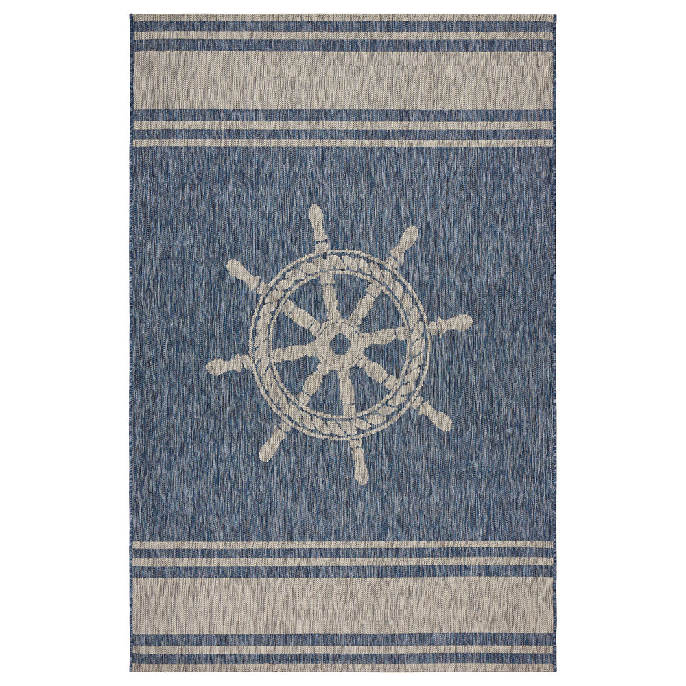Captiva-81025 Nautical Power-Loomed Blue/Gray Polypropylene Indoor/Outdoor Area Rug - LR Home