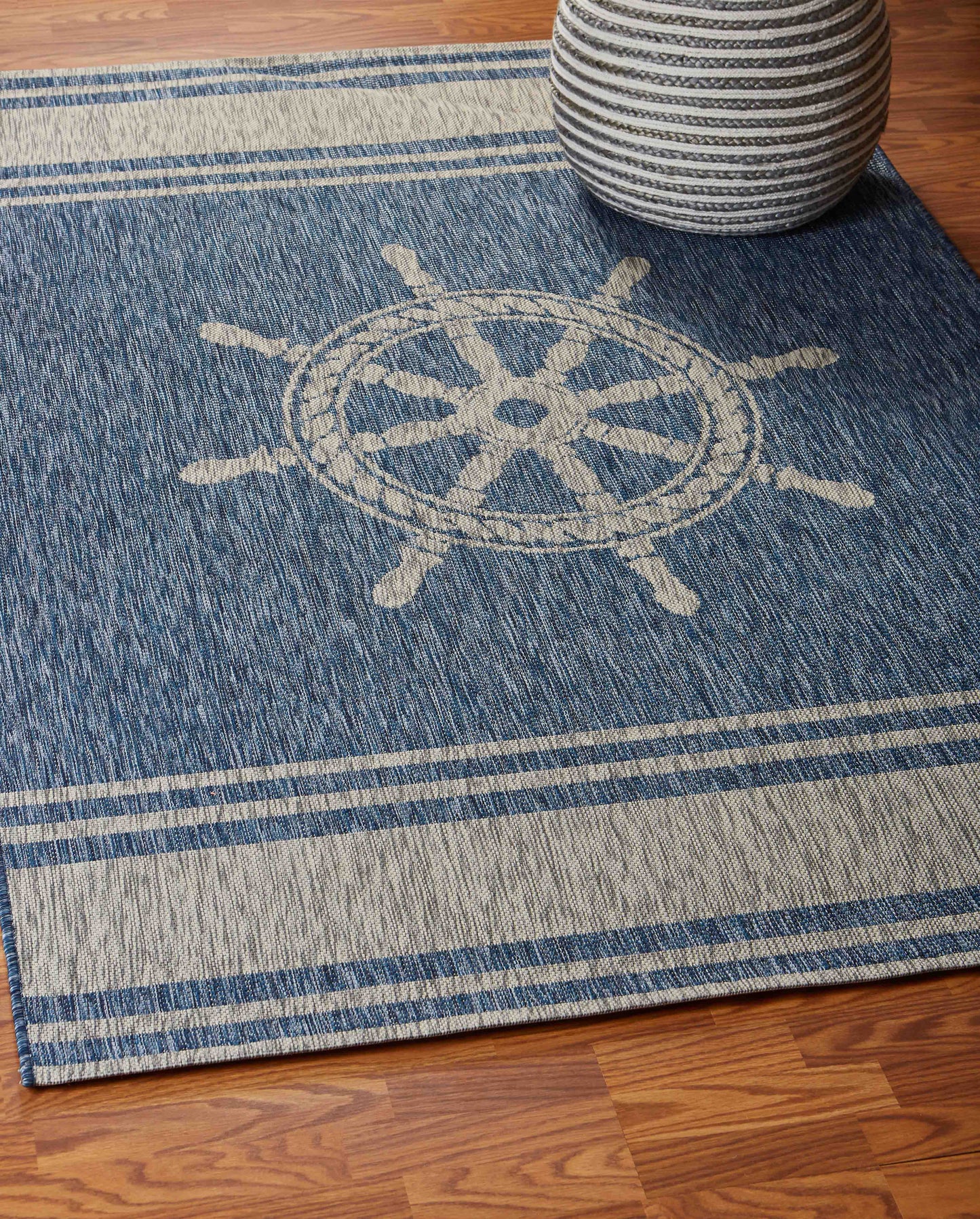 Captiva-81025 Nautical Power-Loomed Blue/Gray Polypropylene Indoor/Outdoor Area Rug - LR Home