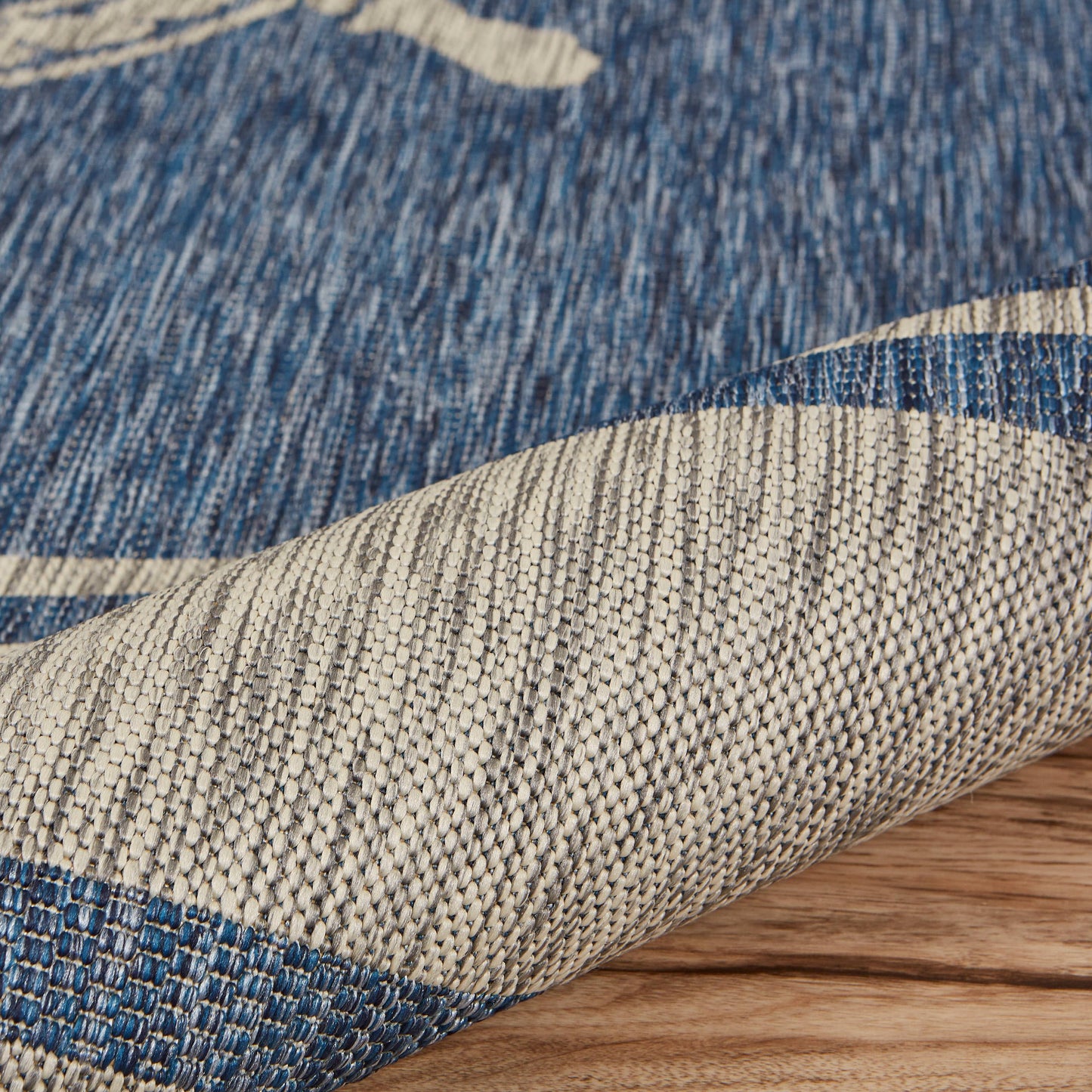 Captiva-81025 Nautical Power-Loomed Blue/Gray Polypropylene Indoor/Outdoor Area Rug - LR Home
