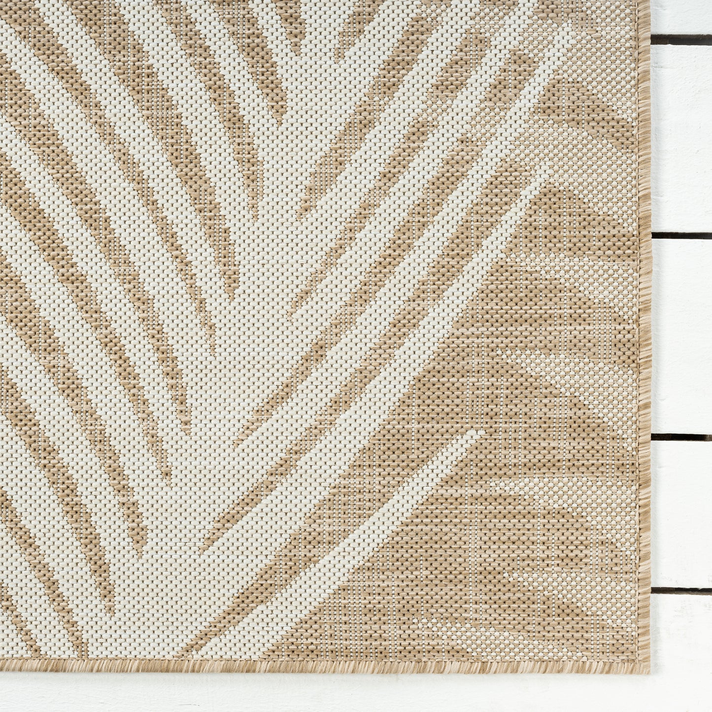 Captiva-82602 Tropical Power-Loomed Beige Polypropylene Indoor/Outdoor Area Rug - LR Home