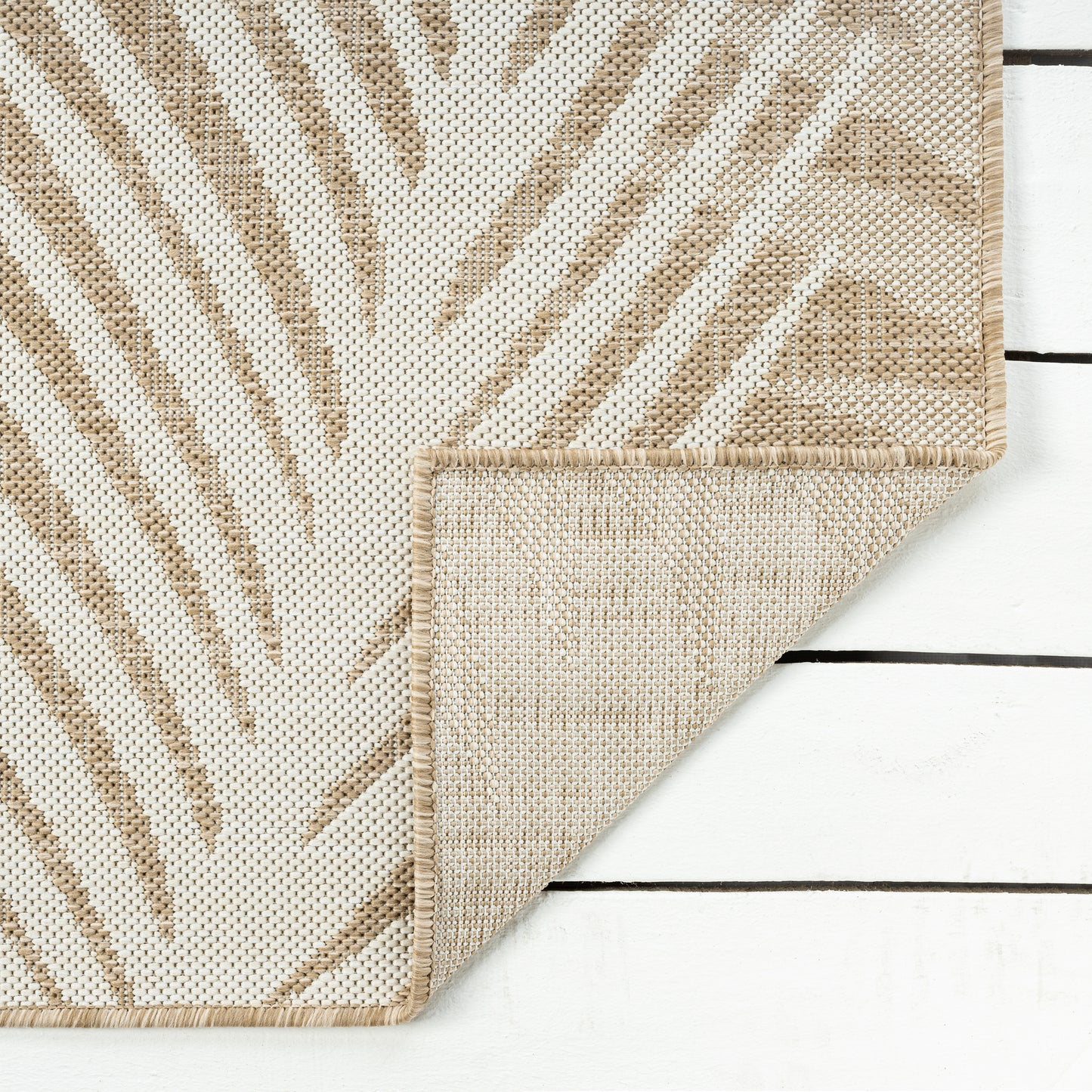 Captiva-82602 Tropical Power-Loomed Beige Polypropylene Indoor/Outdoor Area Rug - LR Home