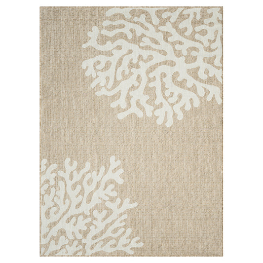 Beige/Ivory Coastal Reef Indoor/Outdoor Area Rug - Silo view
