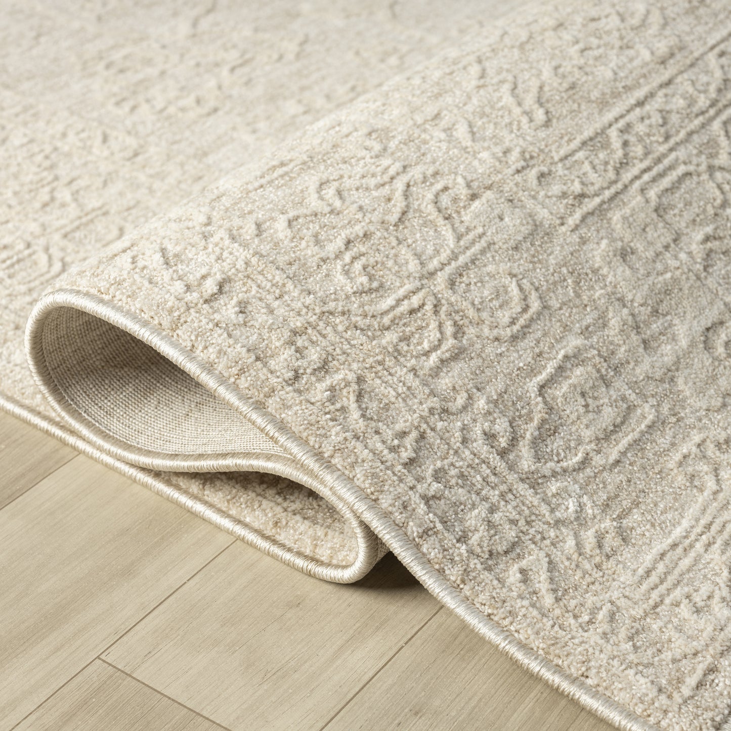 Castillo-82738 Farmhouse Power-Loomed Beige/Cream Cotton Indoor Area Rug - LR Home
