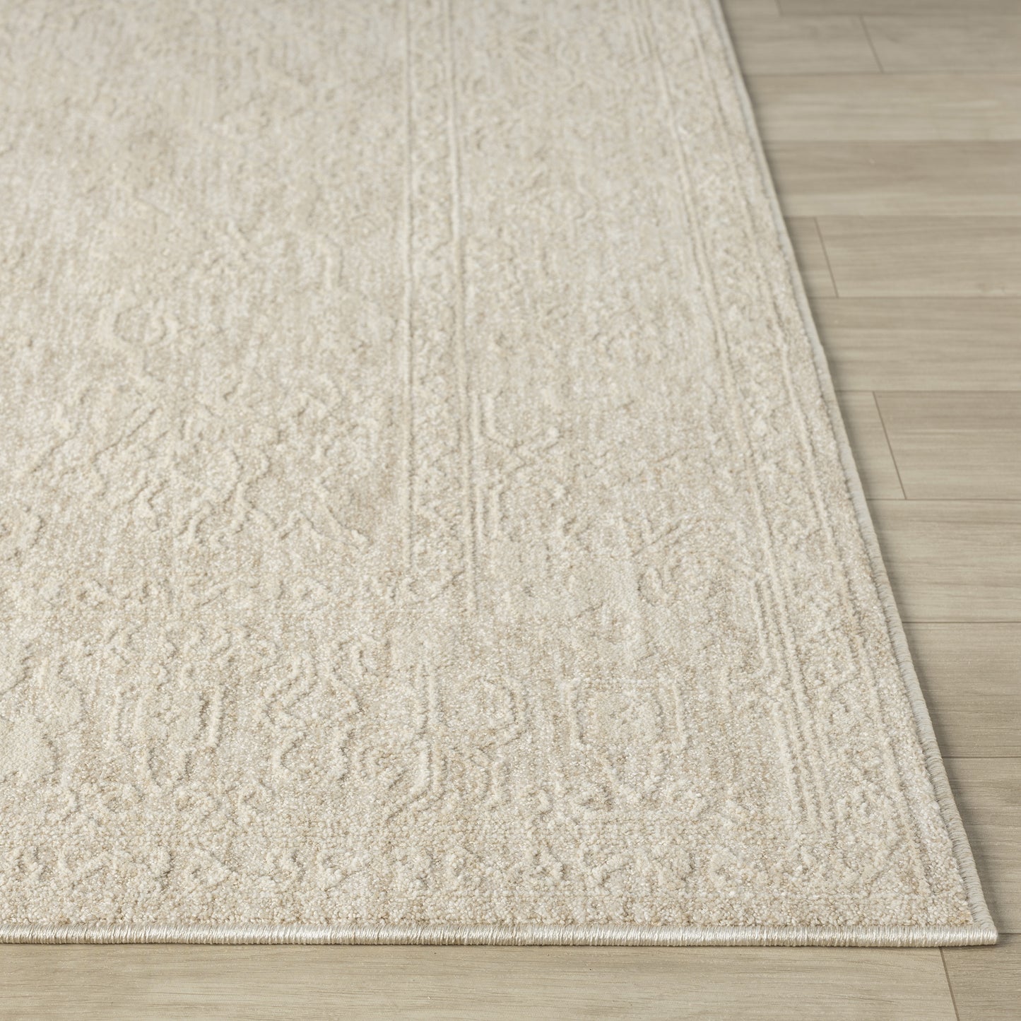 Castillo-82738 Farmhouse Power-Loomed Beige/Cream Cotton Indoor Area Rug - LR Home