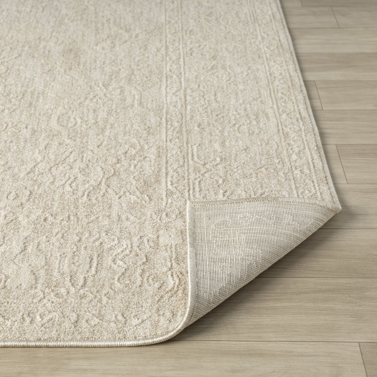 Castillo-82738 Farmhouse Power-Loomed Beige/Cream Cotton Indoor Area Rug - LR Home
