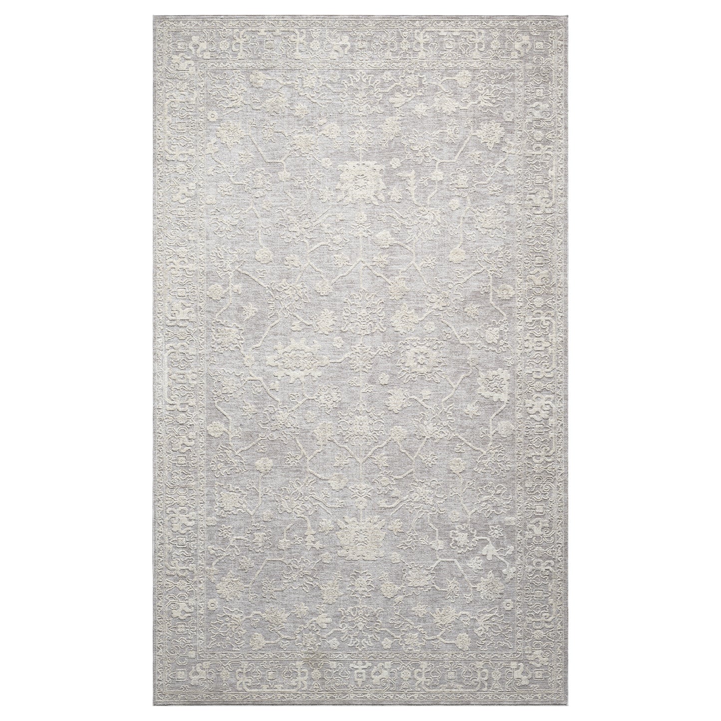 Castillo-82739 Farmhouse Power-Loomed Silver/Cream Cotton Indoor Area Rug - LR Home